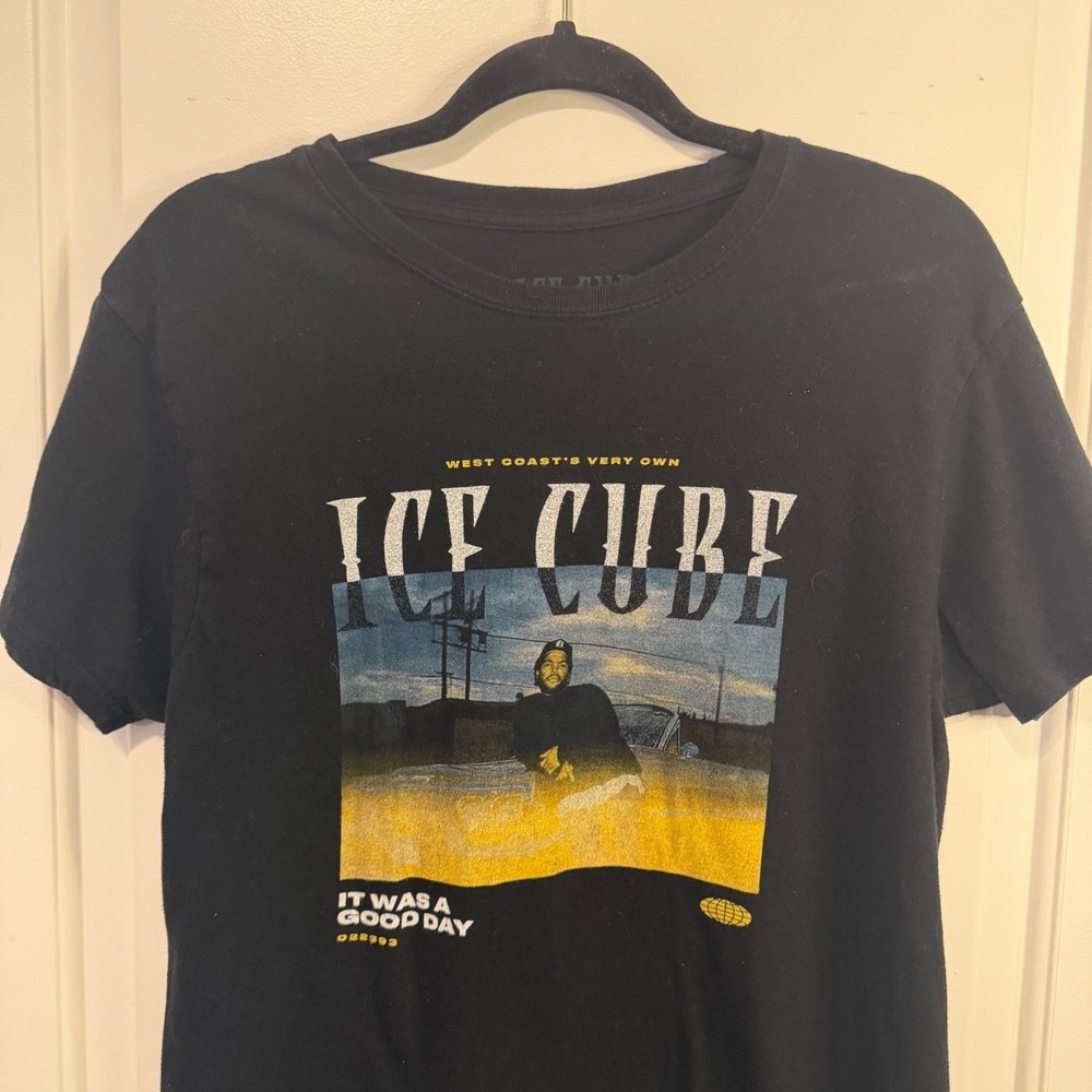 Ice Cube It Was A Good Day Graphic Short Sleeve T-Shirt Black Hip Hop Streetwear - Picture 2 of 5